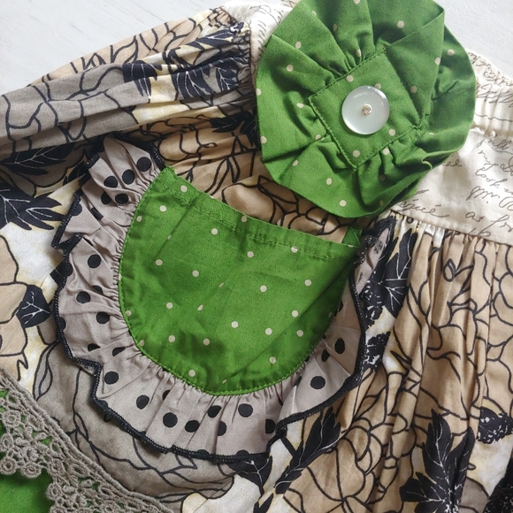 Mustard Pie EUC Holiday Top, Skirt, Triple Ruffle Leggings, dot Mesh Leggings - Picture 7 of 15